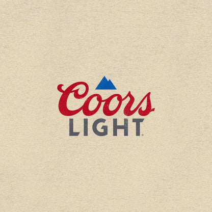 Cream T-shirt close-up of Coors Light logo on chest