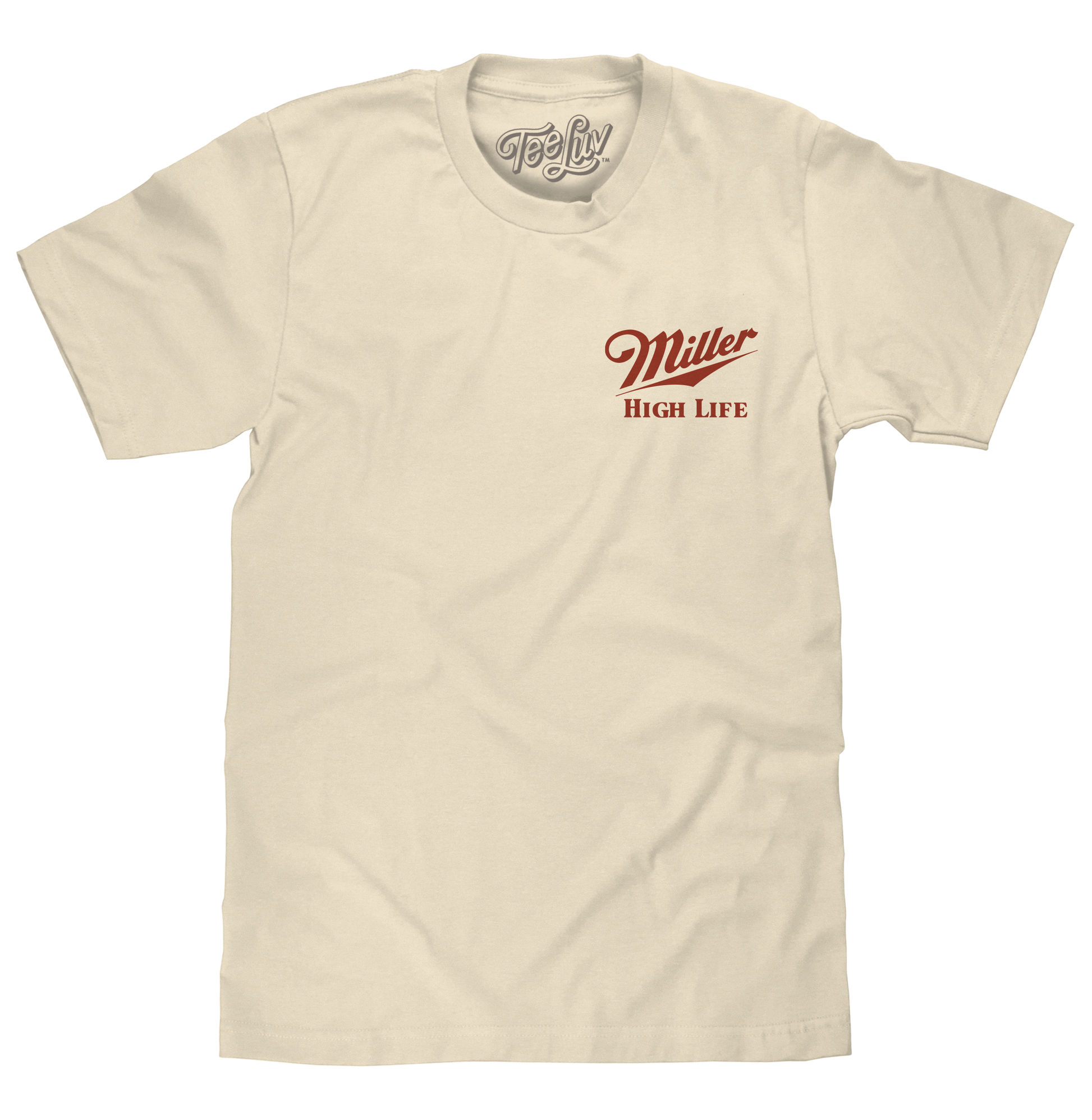 Miller High Life "The Champagne of Beers" T-Shirt | Double-Sided Logo | Natural Beige