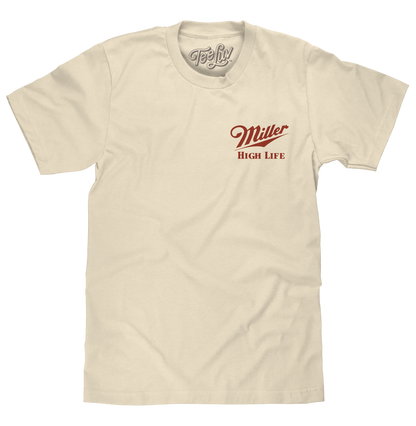 Miller High Life "The Champagne of Beers" T-Shirt | Double-Sided Logo | Natural Beige