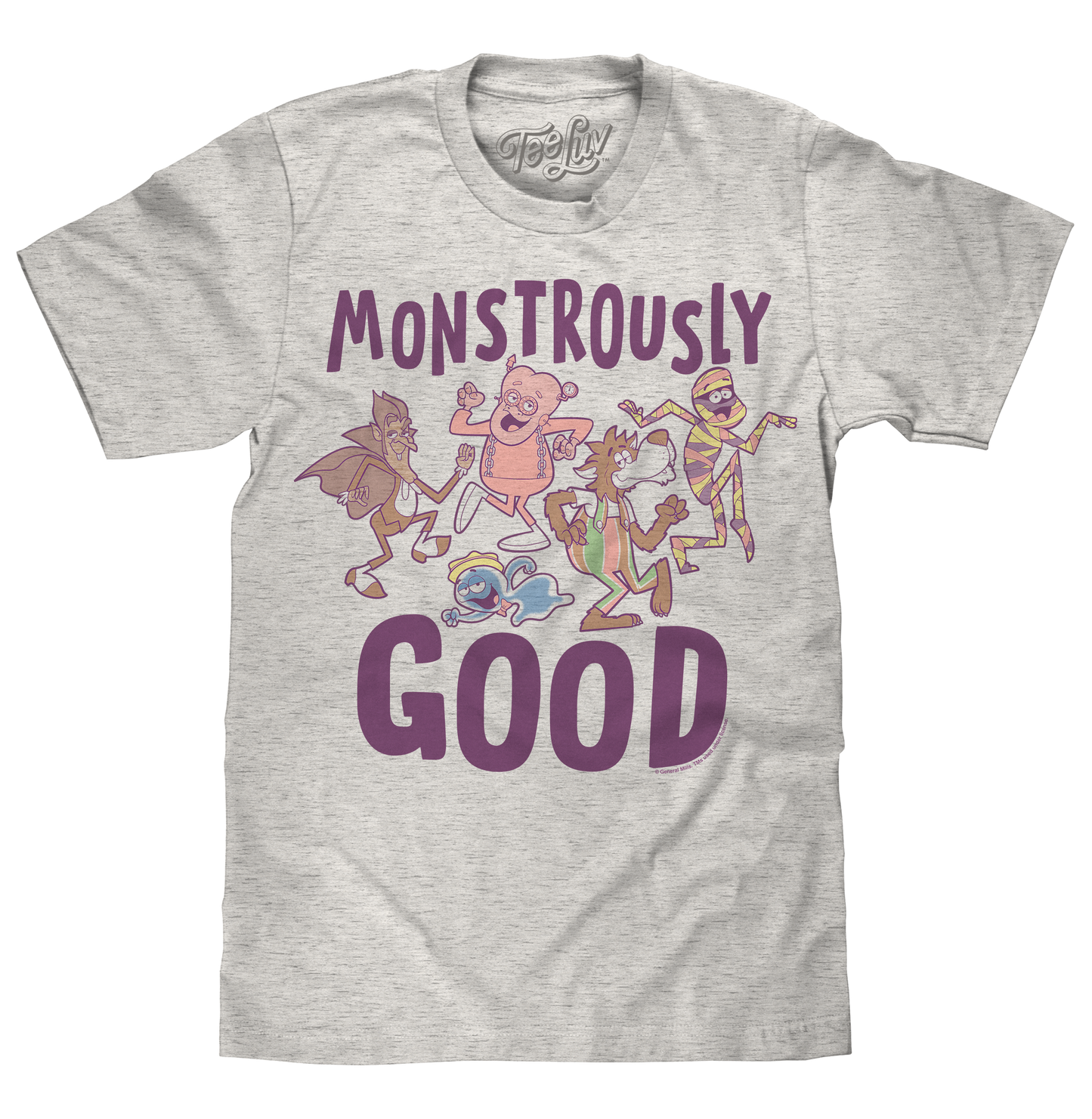 General Mills Monster Cereal 'Monstrously Good' All-Mascots T-Shirt – Heather Oatmeal