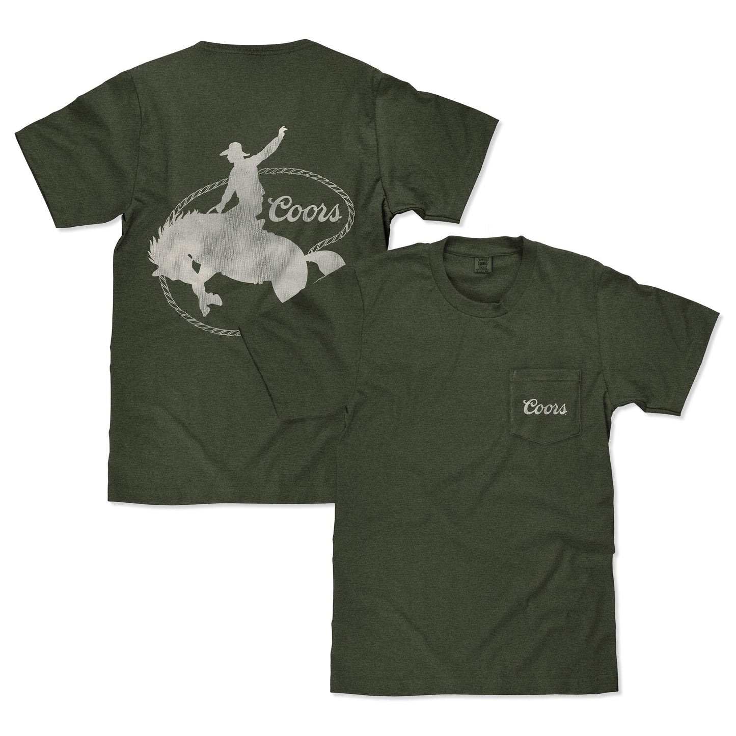Coors Rodeo Cowboy Double-Sided T-Shirt – Moss Green (Comfort Colors)