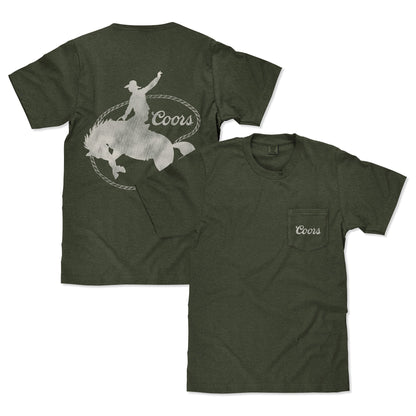 Coors Rodeo Cowboy Double-Sided T-Shirt – Moss Green (Comfort Colors)