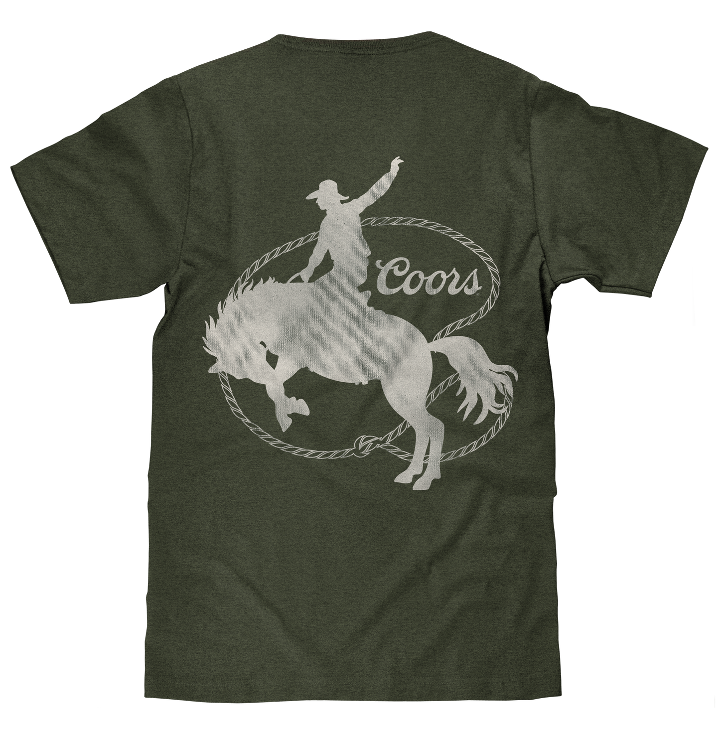 Coors Rodeo Cowboy Double-Sided T-Shirt – Moss Green (Comfort Colors)