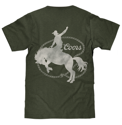 Coors Rodeo Cowboy Double-Sided T-Shirt – Moss Green (Comfort Colors)
