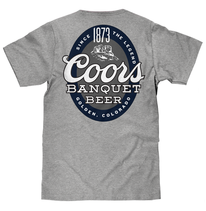 Coors Banquet "Since 1873" T-Shirt | Front & Back Print | Athletic Heather Gray