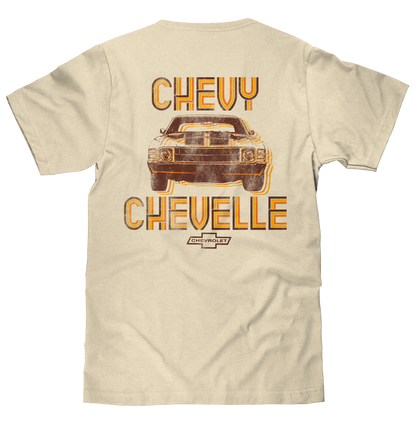 Chevy Chevelle '71 T-Shirt | Distressed Front & Back Print | Cream