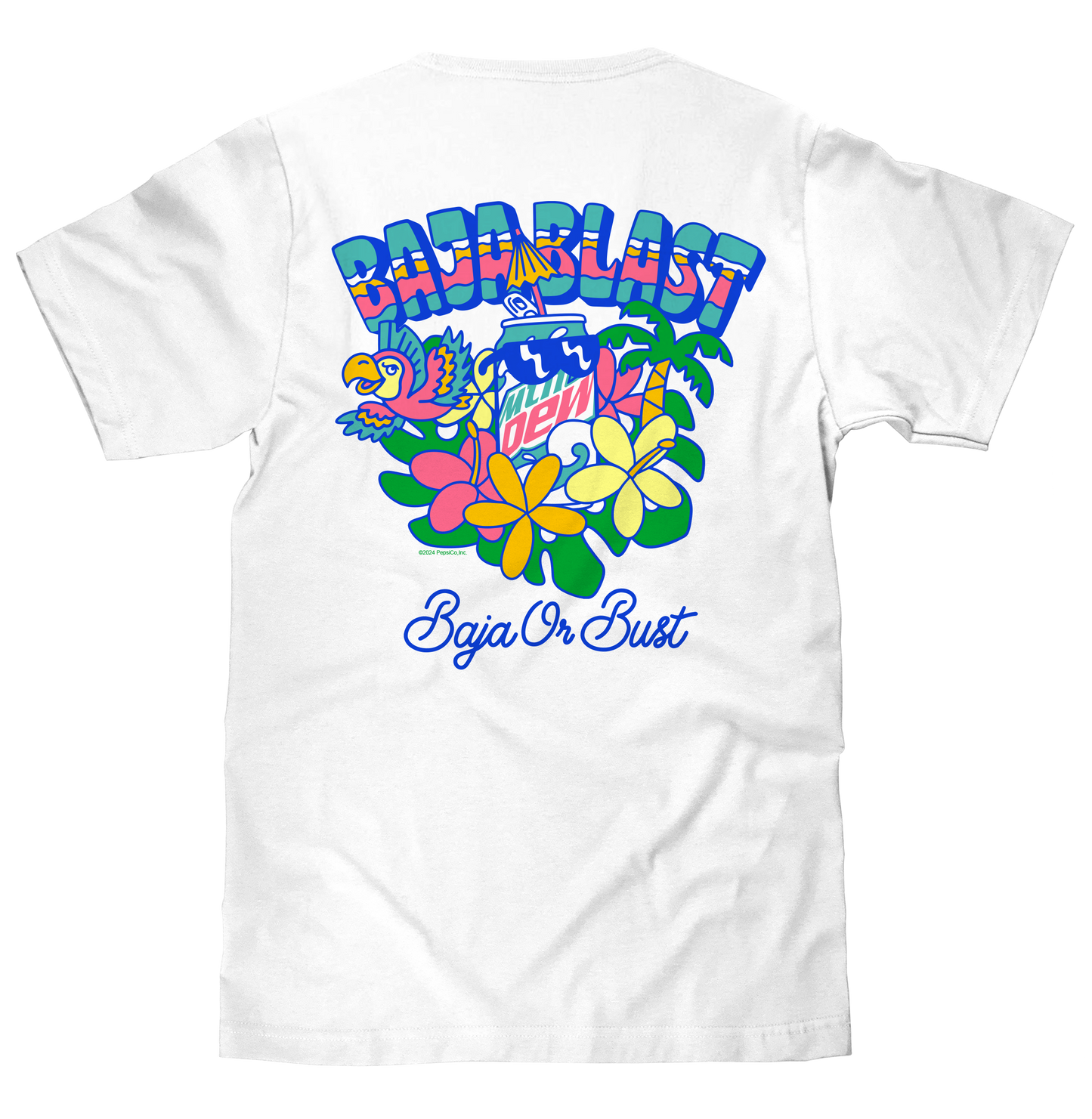Mountain Dew Baja Blast Tropical Double-Sided T-Shirt – White