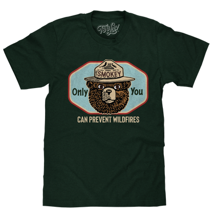 Smokey Bear 'Only You Can Prevent Wildfires' T-Shirt – Forest Green