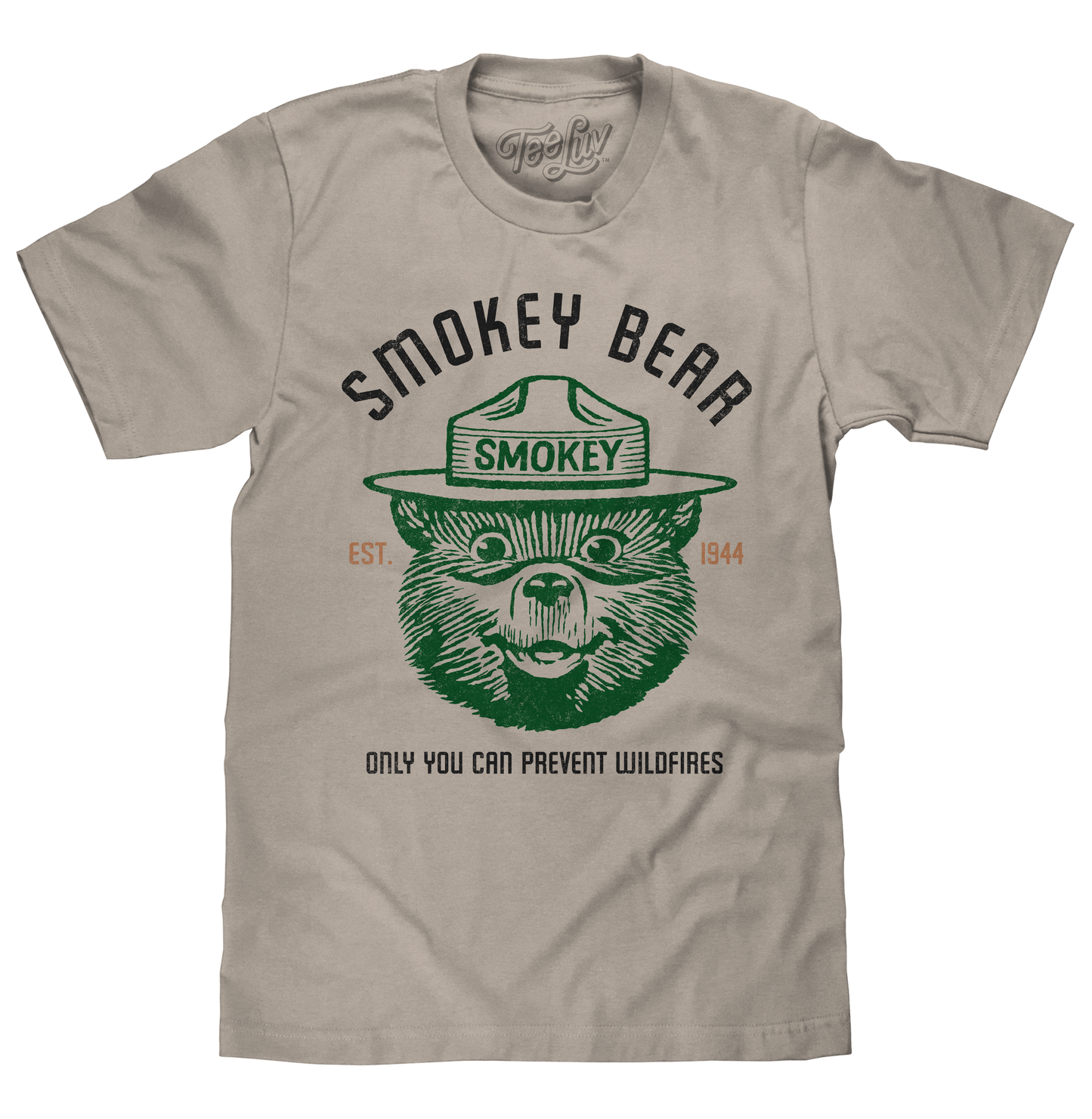 Smokey Bear "Only You Can Prevent Wildfires" T-Shirt | Est. 1944 | Light Gray