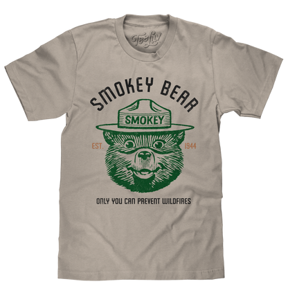 Smokey Bear "Only You Can Prevent Wildfires" T-Shirt | Est. 1944 | Light Gray