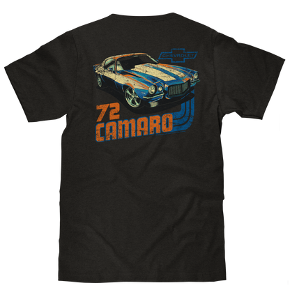Chevrolet '72 Camaro T-Shirt | Faded Front & Back Print | Vintage Black