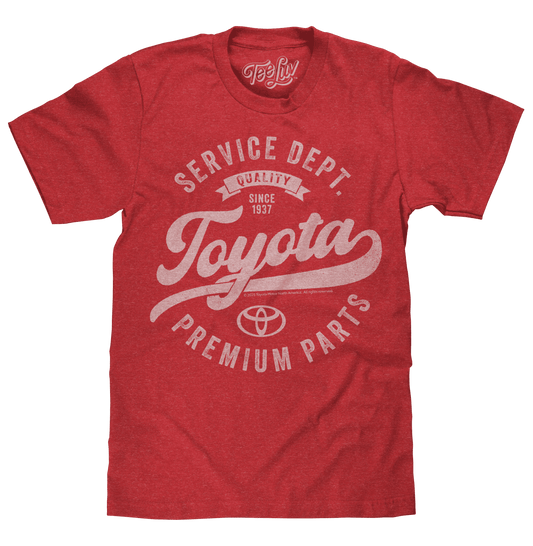 Heather red T-shirt with large front graphic print and crew neck