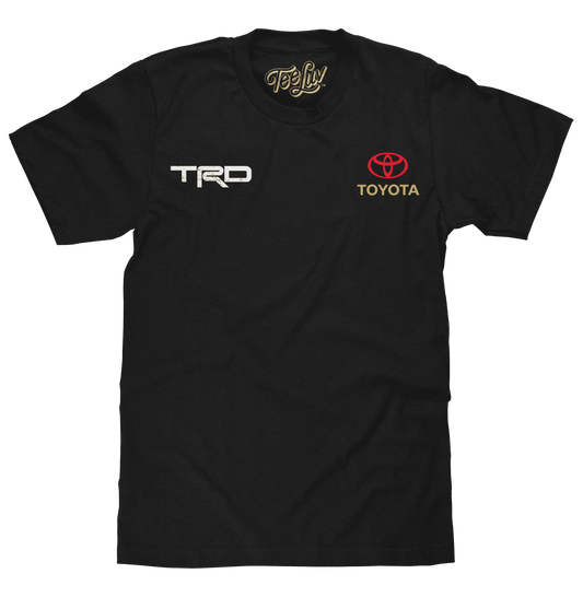 Black TRD T-shirt with TRD and Toyota logos on the front