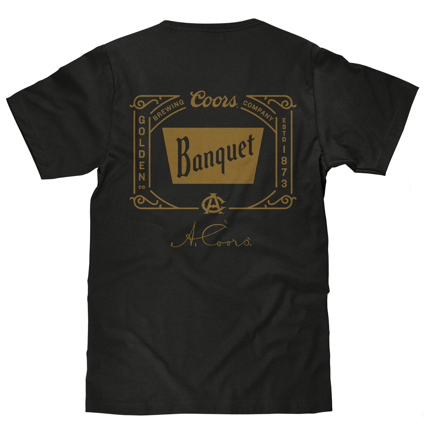 Coors Banquet Beer T-Shirt | Double-Sided Brewery Logo | Vintage Black