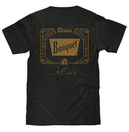 Coors Banquet Beer T-Shirt | Double-Sided Brewery Logo | Vintage Black