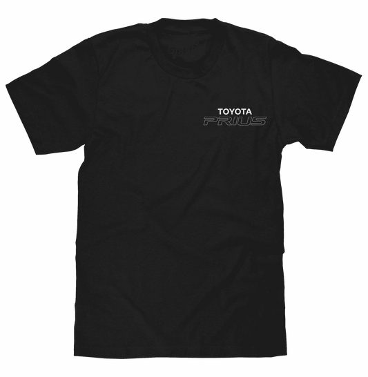 Black Toyota Prius T-shirt with small front logo print