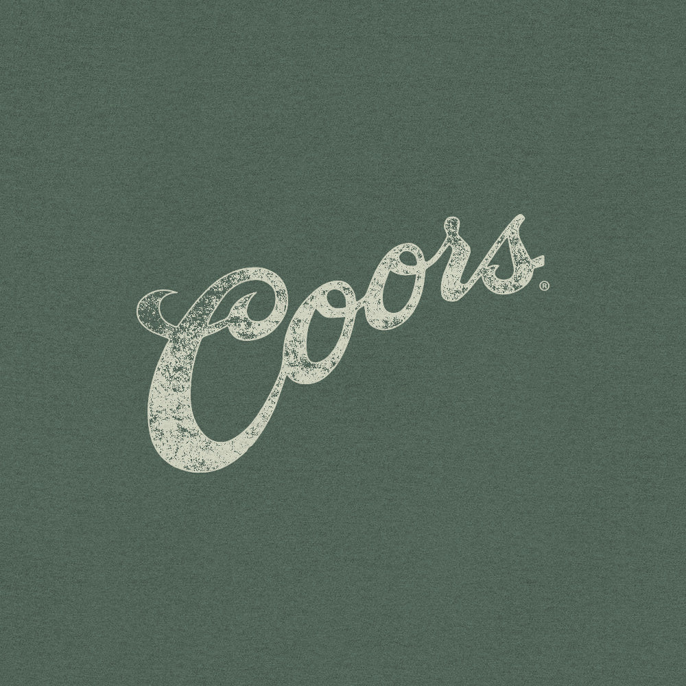 Coors Banquet T-Shirt | Double-Sided Rodeo Bronco | Front Pocket | 100% Cotton | Cypress Green