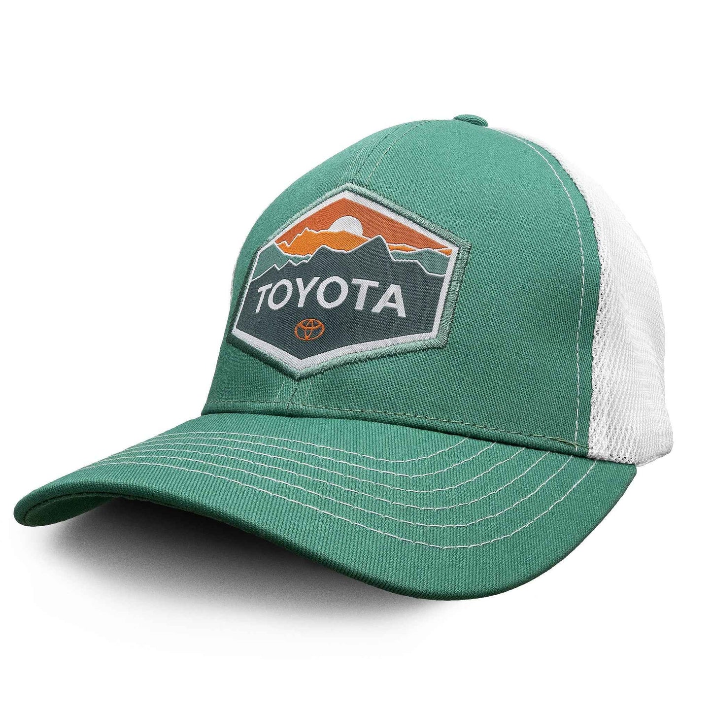 Toyota Mountain Sunset Mesh Back Trucker Hat | Turquoise & White