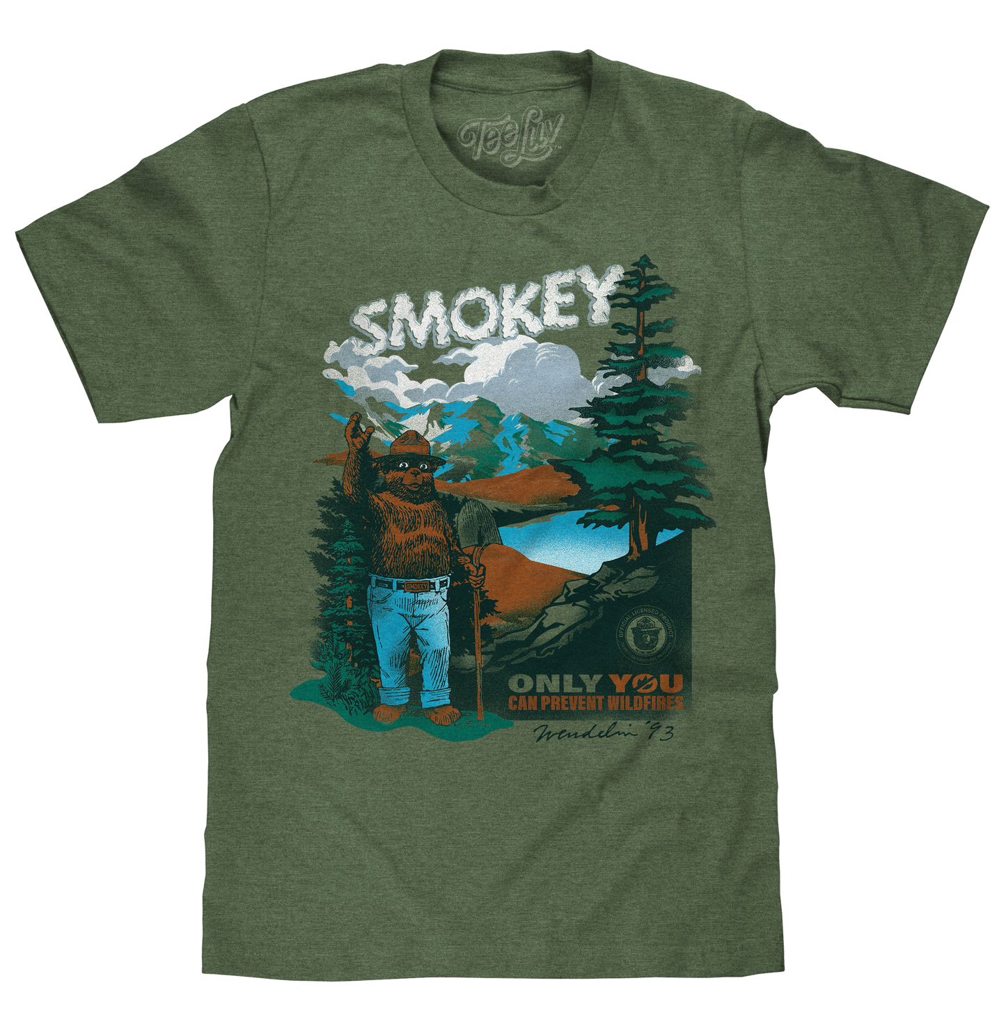 Smokey Bear 'Only You Can Prevent Wildfires' Rudy Wendelin T-Shirt – Canyon Green Heather