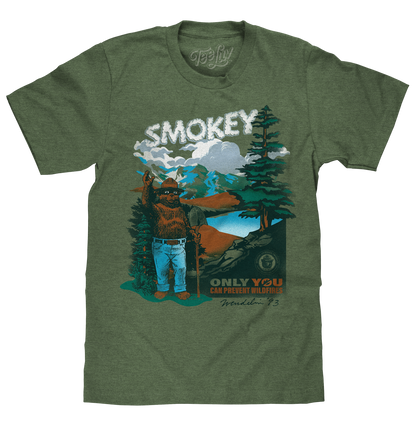Smokey Bear 'Only You Can Prevent Wildfires' Rudy Wendelin T-Shirt – Canyon Green Heather