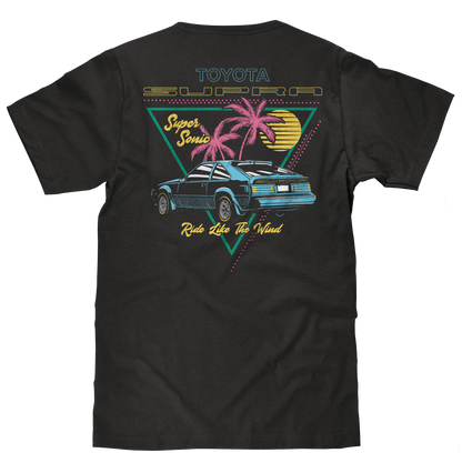Toyota Supra MK2 'Ride Like The Wind' Double-Sided T-Shirt – Black