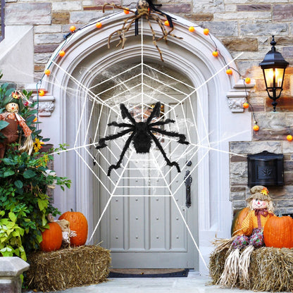 49-Inch Giant Halloween Hairy Spider with 126-Inch Stretchable Web