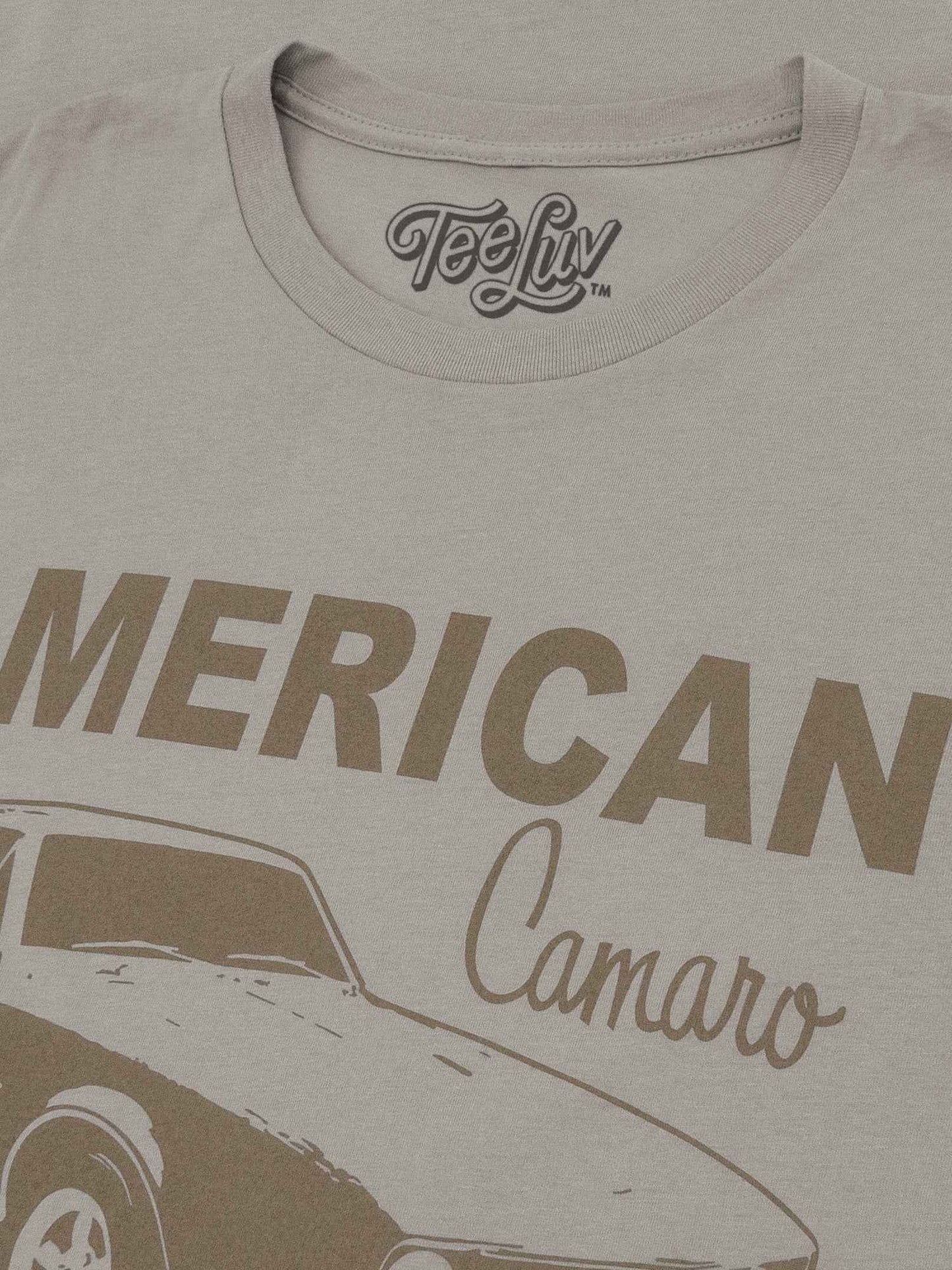 Chevrolet Camaro T-Shirt | "American Muscle" Distressed Graphic | 100% Cotton | Light Gray