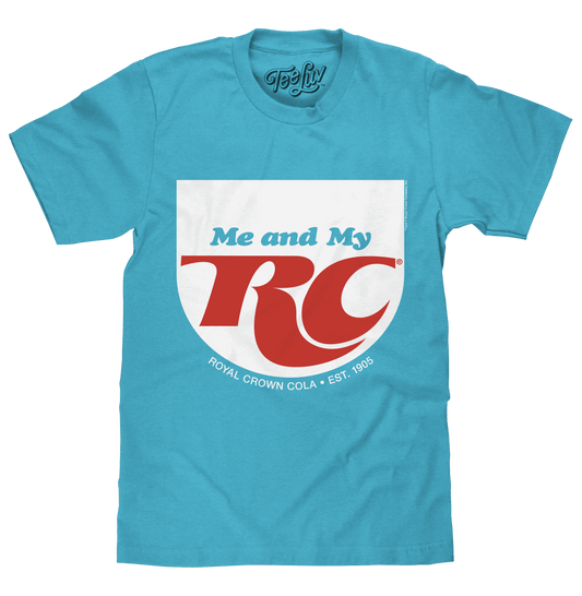 Aqua blue RC Cola T-shirt with large 'Me and My RC' front graphic