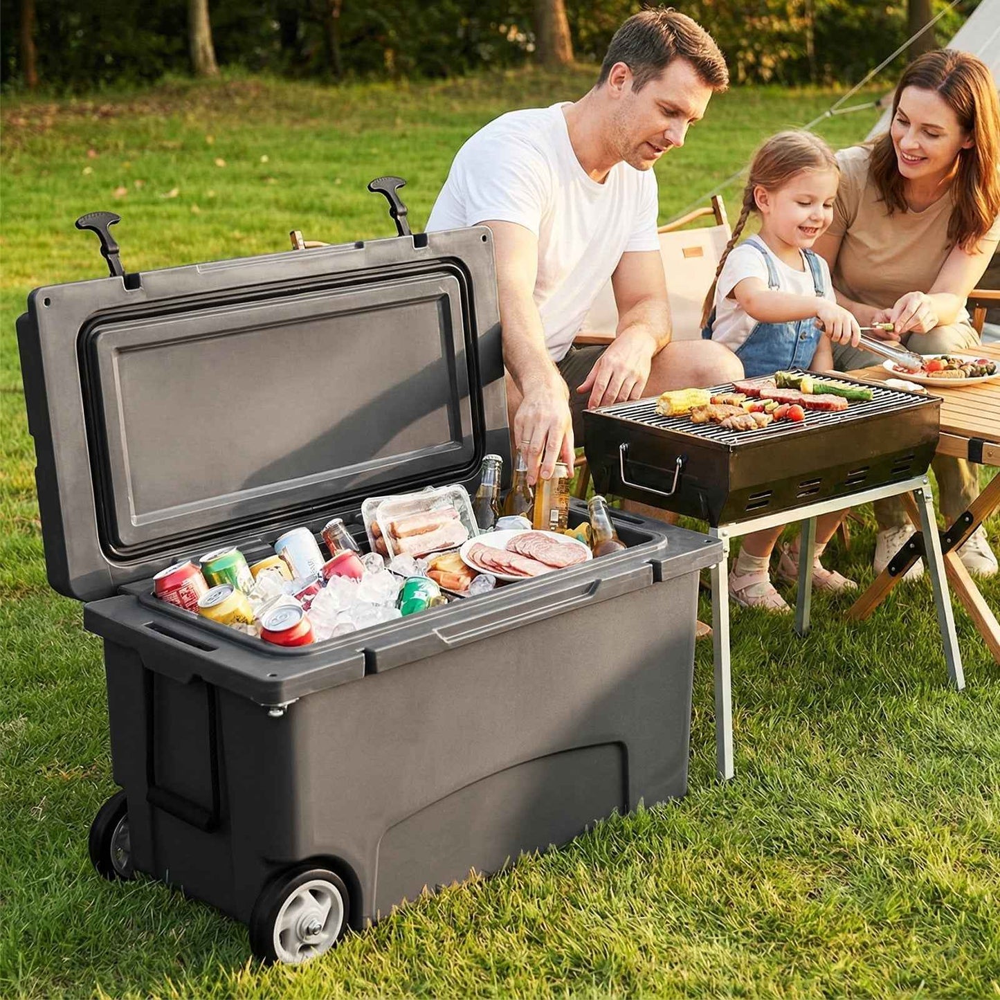 75 Quart Portable Hard Cooler with 6-Day Ice Retention and Wheels