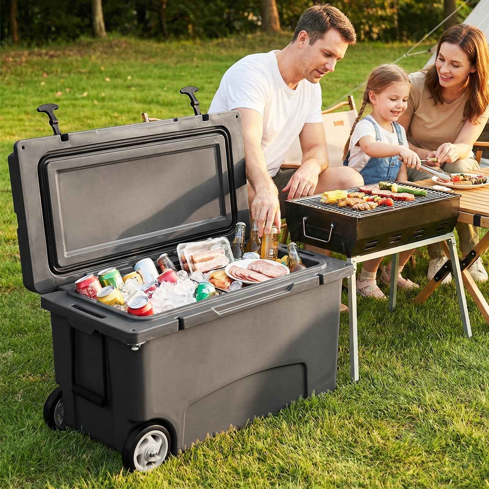 75 Quart Portable Hard Cooler with 6-Day Ice Retention and Wheels