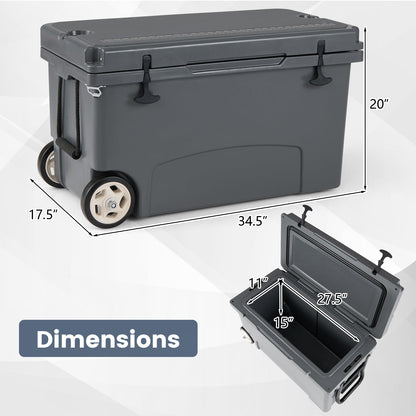 75 Quart Portable Hard Cooler with 6-Day Ice Retention and Wheels