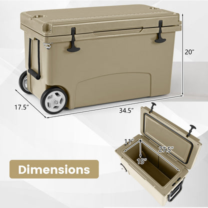 75 Quart Portable Hard Cooler with 6-Day Ice Retention and Wheels