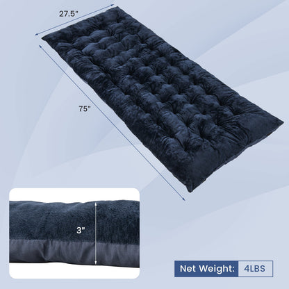Camping Cot Pad – 75 x 27.5 in. Crystal Velvet with Fixing Straps