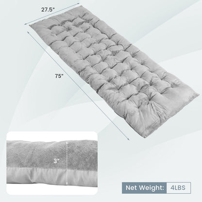 Camping Cot Pad – 75 x 27.5 in. Crystal Velvet with Fixing Straps