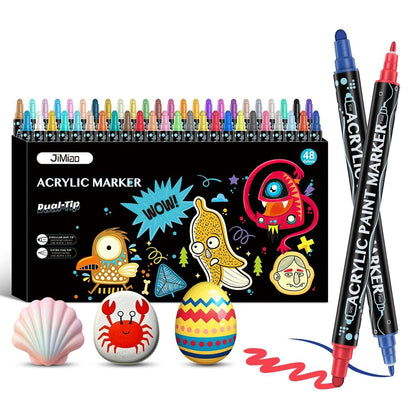 Acrylic paint marker set with dual tips, 48 colors, box with two markers