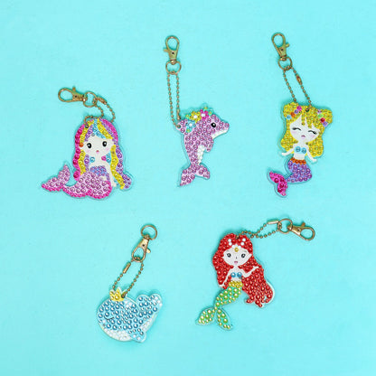 Mermaid Diamond Art Keychain Kit | Set of 15 Charms for Kids & Teens - Niksstuff