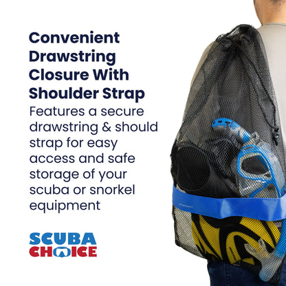 Drawstring Mesh Bag with Shoulder Strap 25" x 13" by Scuba Choice - Niksstuff