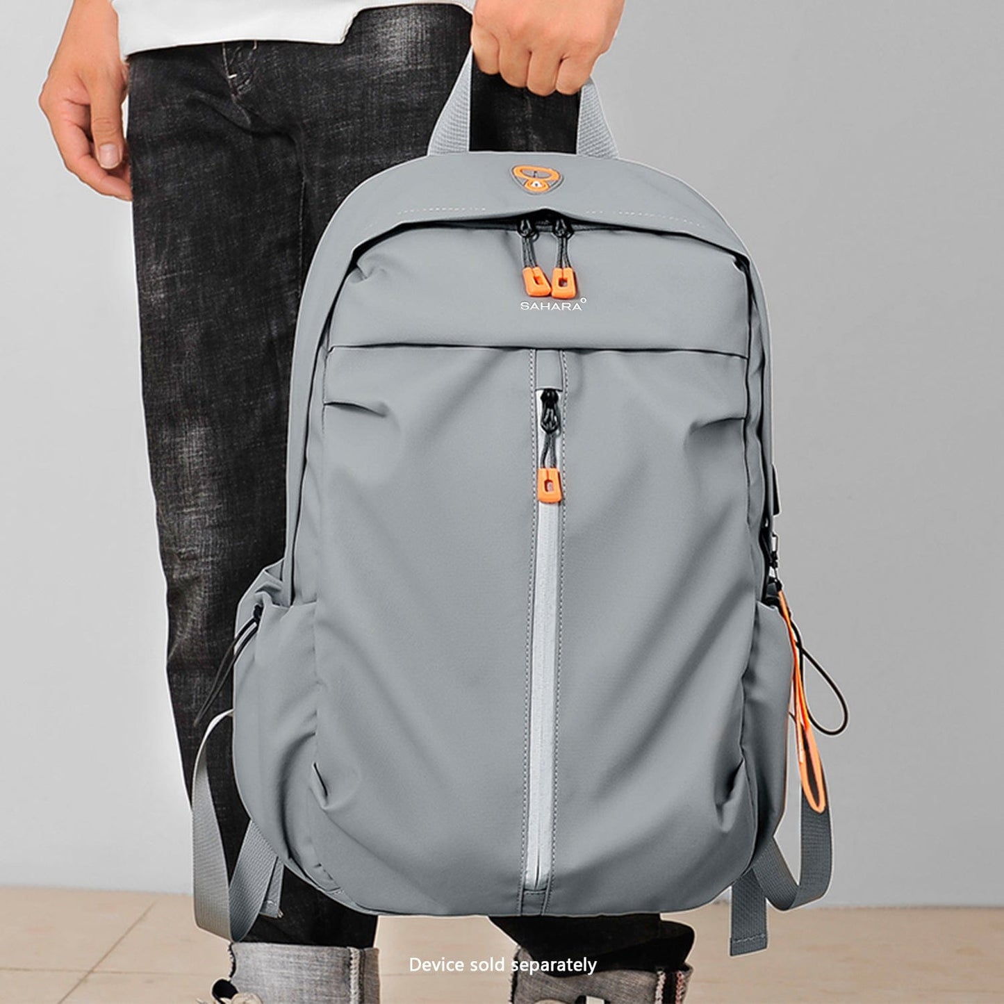 UrbanFlow Slim USB Laptop Backpack | Water-Resistant | Fits up to 16" | Black & Cool Gray