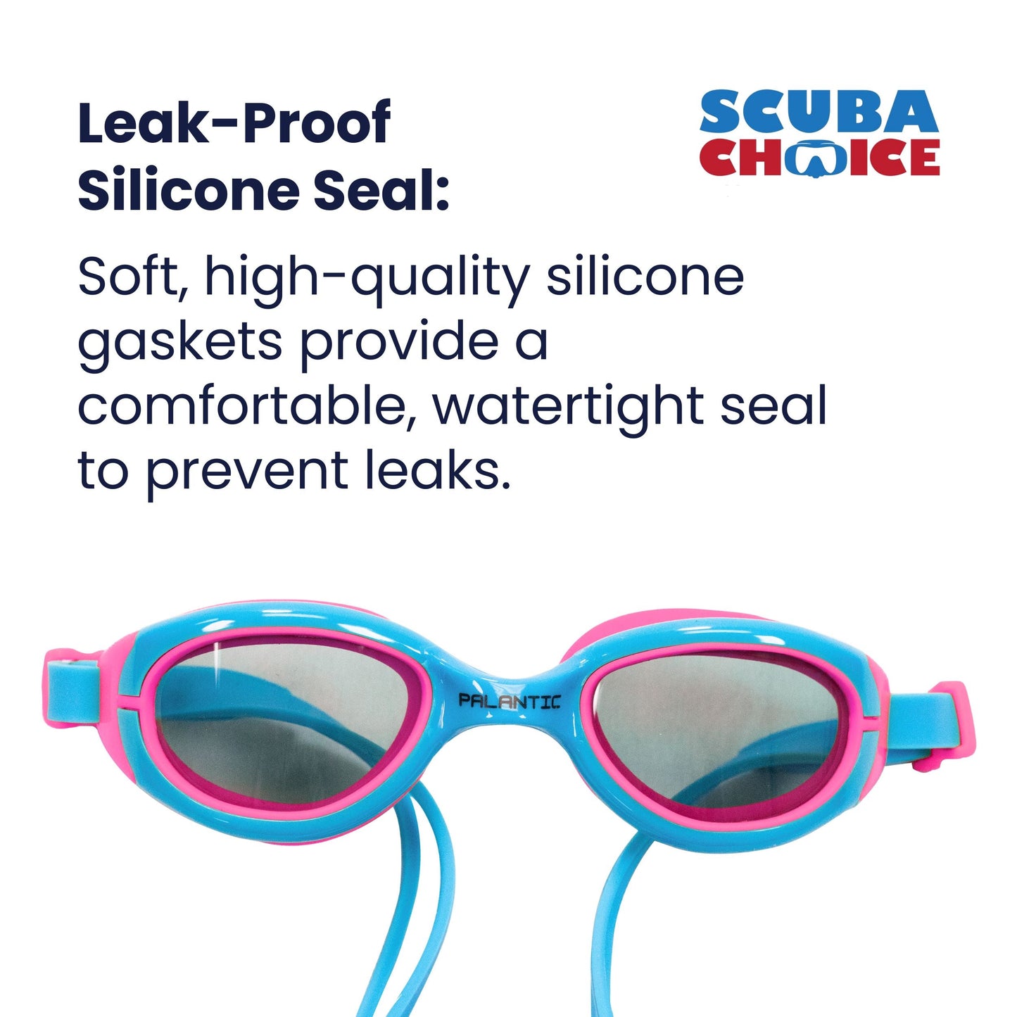 Palantic Jr. Silicone Swim Goggles | Anti-Fog Lenses | Kids & Narrow-Face Adults | Blue/Pink - Niksstuff