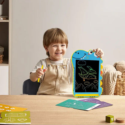 Kids LCD Writing Tablet 8.5" | Dinosaur Color Display | One-Click Erase | Screen Lock | Blue or Pink