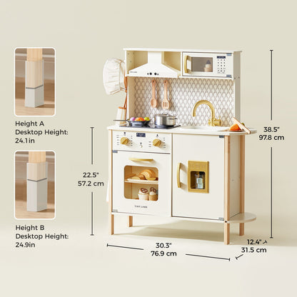 Tiny Land PopJoy Play Kitchen - Wooden Toy with Lights & Sounds