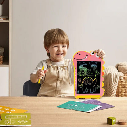 Kids LCD Writing Tablet 8.5" | Dinosaur Color Display | One-Click Erase | Screen Lock | Blue or Pink