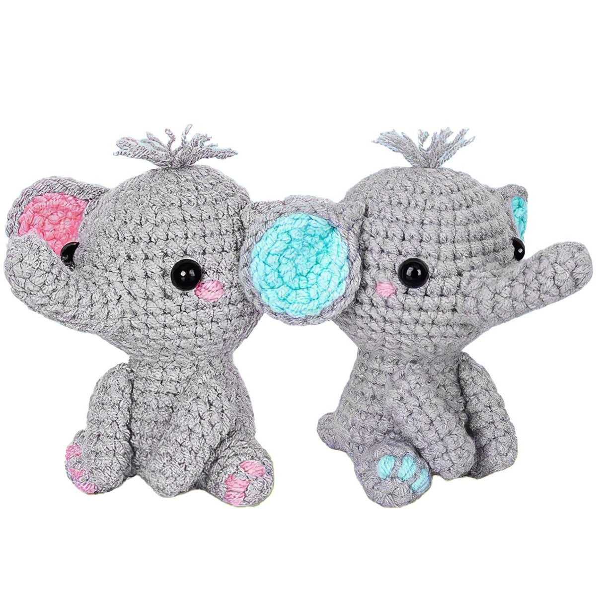 Elephant Crochet Kit for Beginners – 2 Elephant Patterns, Tools & Video Tutorials
