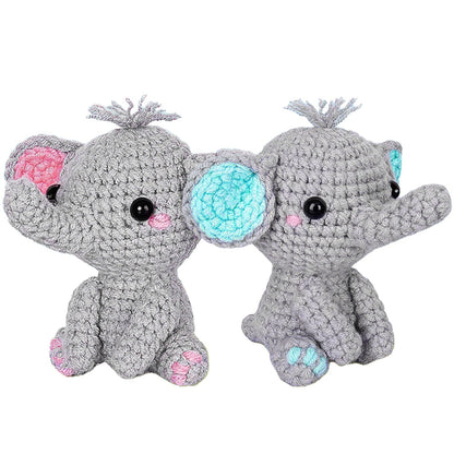Elephant Crochet Kit for Beginners – 2 Elephant Patterns, Tools & Video Tutorials