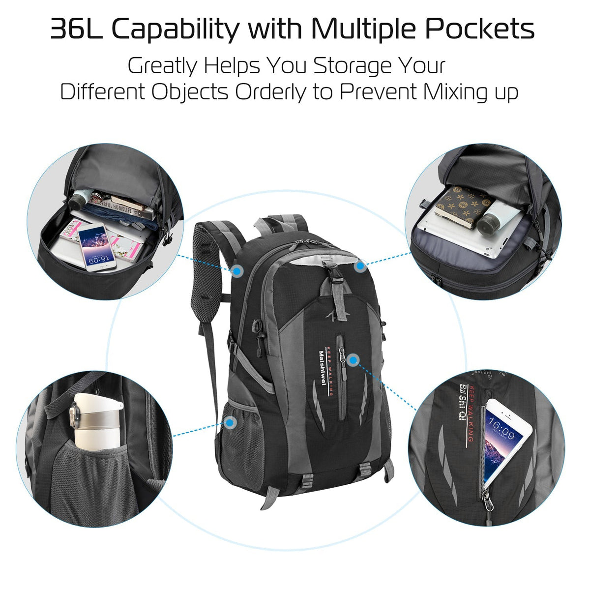 Gbruno 36L Waterproof Outdoor Backpack – Lightweight Daypack for Hiking & Travel