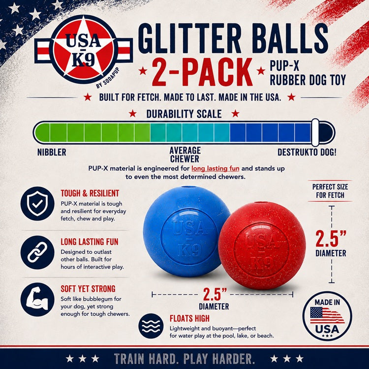 SodaPup Glitter Ball 2-Pack Dog Toy - Floating Treat Dispenser