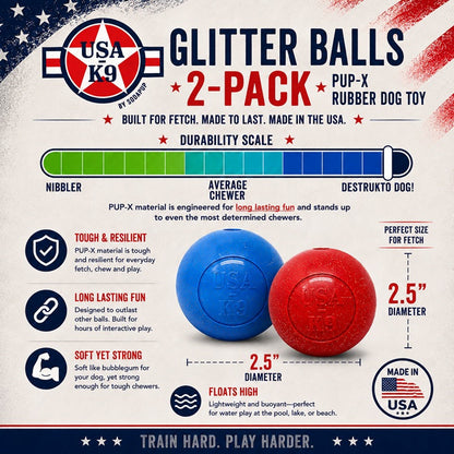 SodaPup Glitter Ball 2-Pack Dog Toy - Floating Treat Dispenser