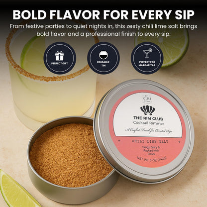 Kiri & Sons Chili Lime Margarita Salt Rimmer – Spicy Cocktail Rim Salt | 5oz Tin
