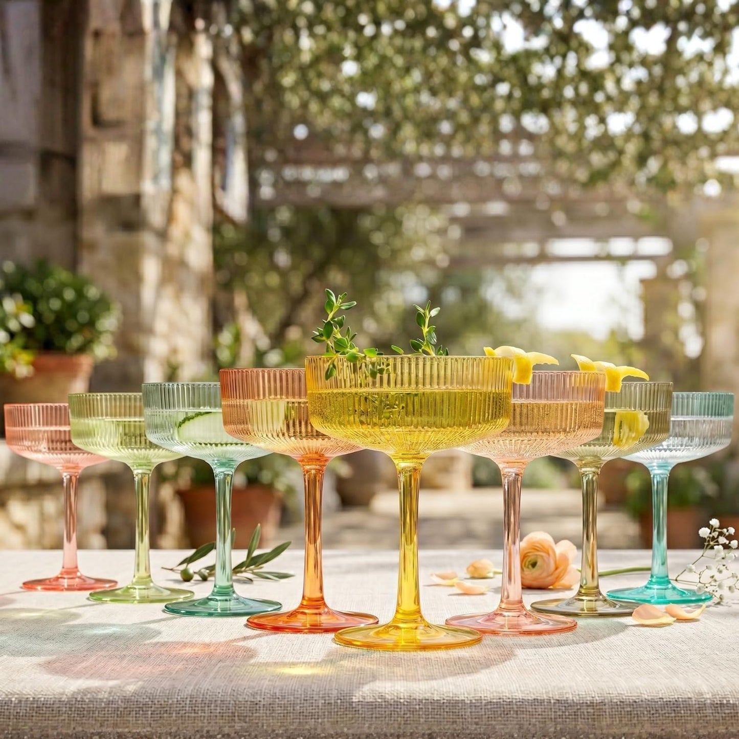 Madrid Acrylic Champagne Coupe Glasses | Set of 8 | 8oz | Shatterproof | Indoor & Outdoor | Khen Site - Niksstuff