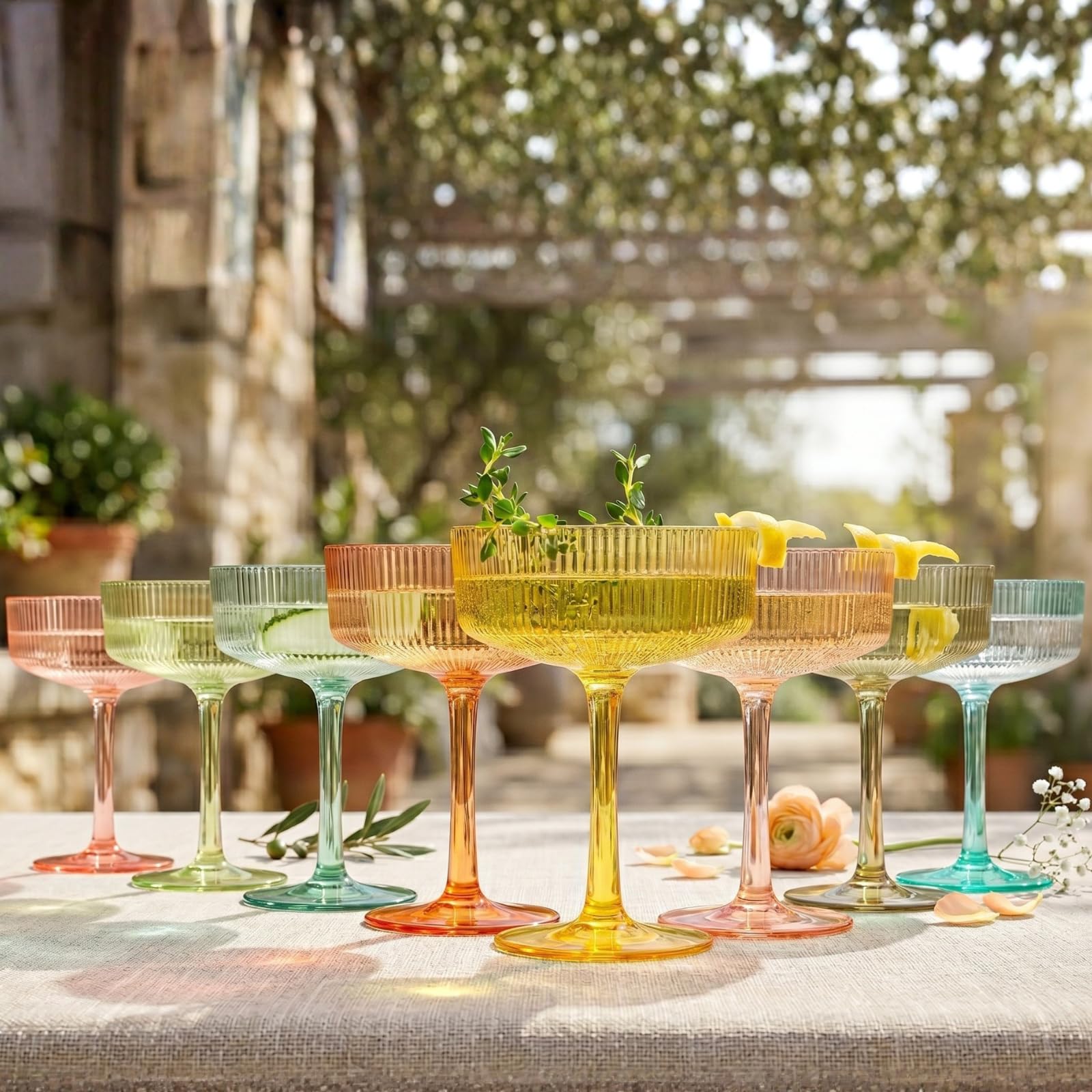 Madrid Acrylic Champagne Coupe Glasses | Set of 8 | 8oz | Shatterproof | Indoor & Outdoor | Khen Site - Niksstuff